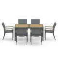 Wisteria Lane grey 7-piece aluminum patio dining set with round HDPS table and Teslin chairs