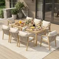 Wisteria Lane beige 9-piece solid acacia wood outdoor dining set for 8