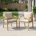 Wisteria Lane brown acacia wood outdoor dining chairs, set of 2, with cushions