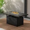 Wisteria Lane black 54 inch aluminum propane fire pit table with stainless burner and lava rock