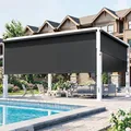Wisteria Lane black 10 foot by 8 foot outdoor roller shade